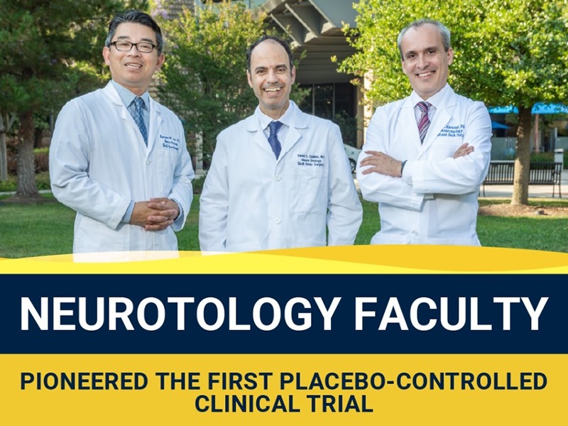 The UCI Neurotology faculty Harrison Lin, MD, Hamid Djalilian, MD, and Mehdi Abouzari, MD, PhD.